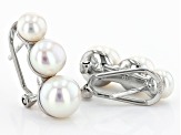 White Cultured Freshwater Pearl Rhodium Over Sterling Silver Earrings