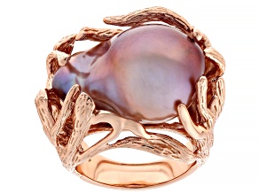 Genusis™ Lavender Cultured Freshwater Pearl 18k Rose Gold Over Sterling Silver Ring