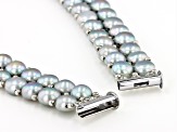 Platinum Cultured Freshwater Pearl Rhodium Over Sterling Silver Double-Row 18 Inch Necklace