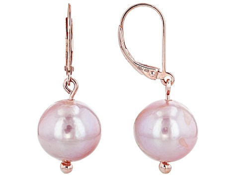 Genusis™ Lavender Cultured Freshwater Pearl 18k Rose Gold Over Sterling Silver Earrings