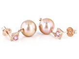 Genusis™ Pink Cultured Freshwater Pearl Pink Sapphire 18k Rose Gold Over Silver Earrings