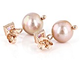 Genusis™ Pink Cultured Freshwater Pearl Pink Sapphire 18k Rose Gold Over Silver Earrings