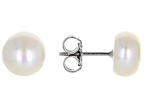 Multi-Color Cultured Freshwater Pearl Rhodium Over Sterling Silver Stud Earring Set of 5