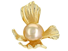 Golden Cultured South Sea Pearl 18k Yellow Gold Over Sterling Silver Enhancer