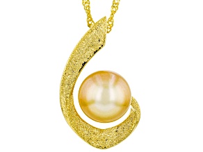 Golden Cultured South Sea Pearl 18k Yellow Gold Over Sterling Silver Pendant