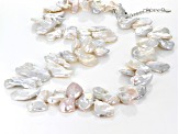 White Cultured Keshi Freshwater Pearl Rhodium Over Sterling Silver 18 Inch Necklace