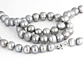 Platinum Cultured Freshwater Pearl Rhodium Over Sterling Silver Necklace & Bracelet Set