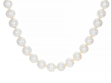 Picture of White Cultured Freshwater Pearl Rhodium Over Sterling Silver 36 Inch Strand Necklace
