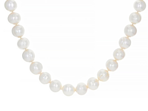 White Cultured Freshwater Pearl Rhodium Over Sterling Silver 36 Inch Strand Necklace