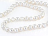 White Cultured Freshwater Pearl Rhodium Over Sterling Silver 36 Inch Strand Necklace
