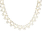 White Cultured Freshwater Pearl Rhodium Over Sterling Silver 18 Inch Necklace