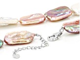 Multi-Color Cultured Freshwater Pearl Rhodium Over Silver 20 Inch Necklace & Bracelet Set