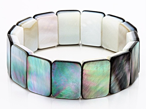 Tahitian & Freshwater Mother-Of-Pearl Stretch Bracelet