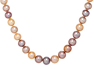 Multi-Color Cultured Freshwater Pearl Rhodium Over Sterling Silver 20 Inch Necklace