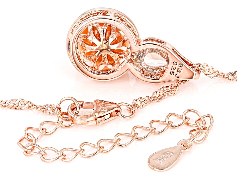 Peach Cultured Freshwater Pearl With Morganite & White Zircon 18k Rose Gold Over Silver Pendant