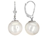 White Cultured Freshwater Pearl Rhodium Over Sterling Silver Earrings