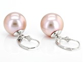 Pink Cultured Freshwater Pearl Rhodium Over Sterling Silver Earrings