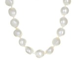 White Cultured Freshwater Pearl Rhodium Over Sterling Silver 18 Inch Strand Necklace
