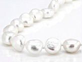White Cultured Freshwater Pearl Rhodium Over Sterling Silver 18 Inch Strand Necklace