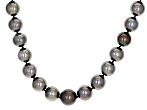 Cultured Tahitian Pearl Rhodium Over Sterling Silver 18 Inch Strand Necklace