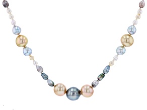 Cultured South Sea, Tahitian, & Japanese Akoya Pearl Rhodium Over Silver 24 Inch Necklace