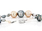Cultured South Sea, Tahitian, & Japanese Akoya Pearl Rhodium Over Silver 24 Inch Necklace