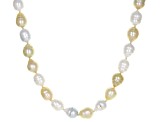 Multi-Color Cultured South Sea Pearl Rhodium Over Sterling Silver 36 Inch Necklace