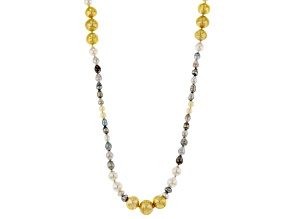 Cultured South Sea, Tahitian, & Japanese Akoya Pearl Rhodium Over 14k White Gold Necklace