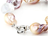 Genusis™ White and Multi-Color Cultured Freshwater Pearl Rhodium Over Sterling Silver Bracelet