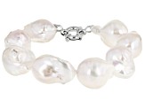 Genusis™ White Cultured Freshwater Pearl Rhodium Over Sterling Silver Bracelet