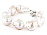 Genusis™ White Cultured Freshwater Pearl Rhodium Over Sterling Silver Bracelet