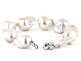 Genusis™ White Cultured Freshwater Pearl Rhodium Over Sterling Silver Bracelet