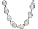 Platinum Cultured Freshwater Pearl Rhodium Over Sterling Silver 22 Inch Necklace