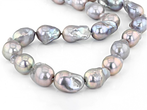 Platinum Cultured Freshwater Pearl Rhodium Over Sterling Silver 22 Inch Necklace