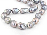 Platinum Cultured Freshwater Pearl Rhodium Over Sterling Silver 22 Inch Necklace
