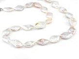 White Cultured Freshwater Pearl Rhodium Over Sterling Silver 20 Inch Necklace
