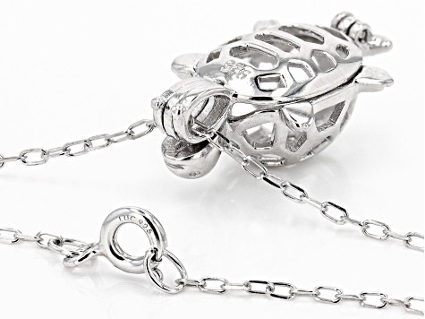 Sterling Silver Pearl Turtle Cage Pendant Setting Box / 18 in.