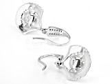 White Cultured Freshwater Pearl With White Zircon Rhodium Over Sterling Silver Earrings