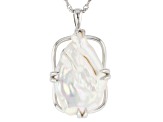 White Cultured Freshwater Pearl Rhodium Over Sterling Silver Pendant with Chain