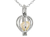 Wish® Pearl, Cultured Freshwater Pearl Rhodium Over Silver Cage Pendant