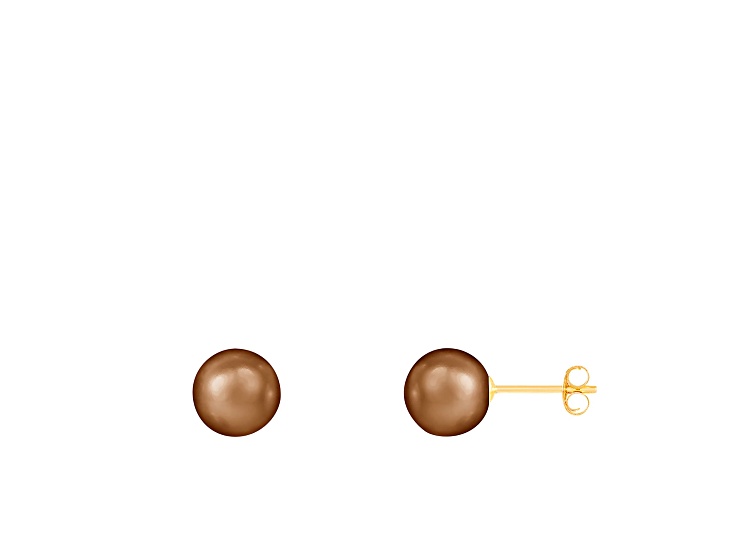 Mocha Cultured Freshwater Pearl 14k Yellow Gold Stud Earrings