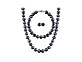 7-7.5mm Black Cultured Freshwater Pearl Sterling Silver Jewelry Set