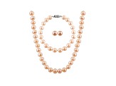 7-7.5mm Pink Cultured Freshwater Pearl Sterling Silver Jewelry Set
