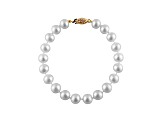 9-9.5mm White Cultured Freshwater Pearl 14k Yellow Gold Line Bracelet 7.25 inches