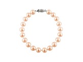9-9.5mm Pink Cultured Freshwater Pearl Sterling Silver Line Bracelet 7.25 inches