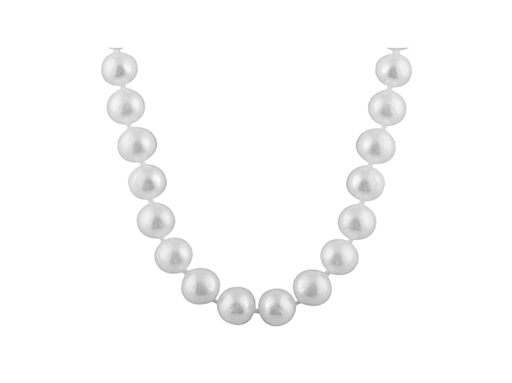 White Cultured Freshwater Pearl Sterling Silver 28 Inch Strand Necklace