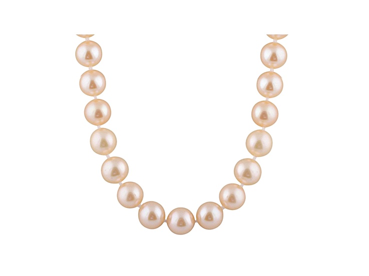 9-9.5mm Pink Cultured Freshwater Pearl 14k White Gold Strand Necklace 28 inches