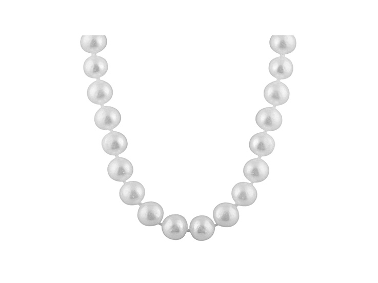 9-9.5mm White Cultured Freshwater Pearl 14k White Gold Strand Necklace 18 inches