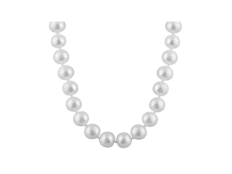 9-9.5mm White Cultured Freshwater Pearl 14k White Gold Strand Necklace 18 inches