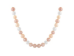 9-9.5mm Multi-Color Cultured Freshwater Pearl 14k White Gold Strand Necklace